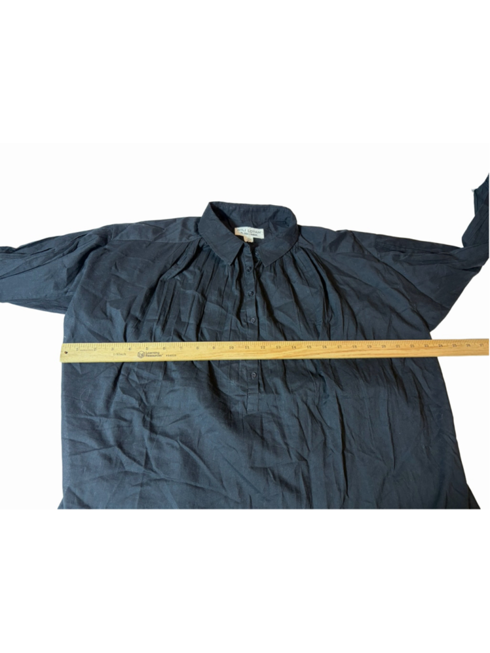 NWT Nili Lotan Miles Blouse XS Black Cotton Button Front Relaxed Minimalist $250 - Picture 3 of 6